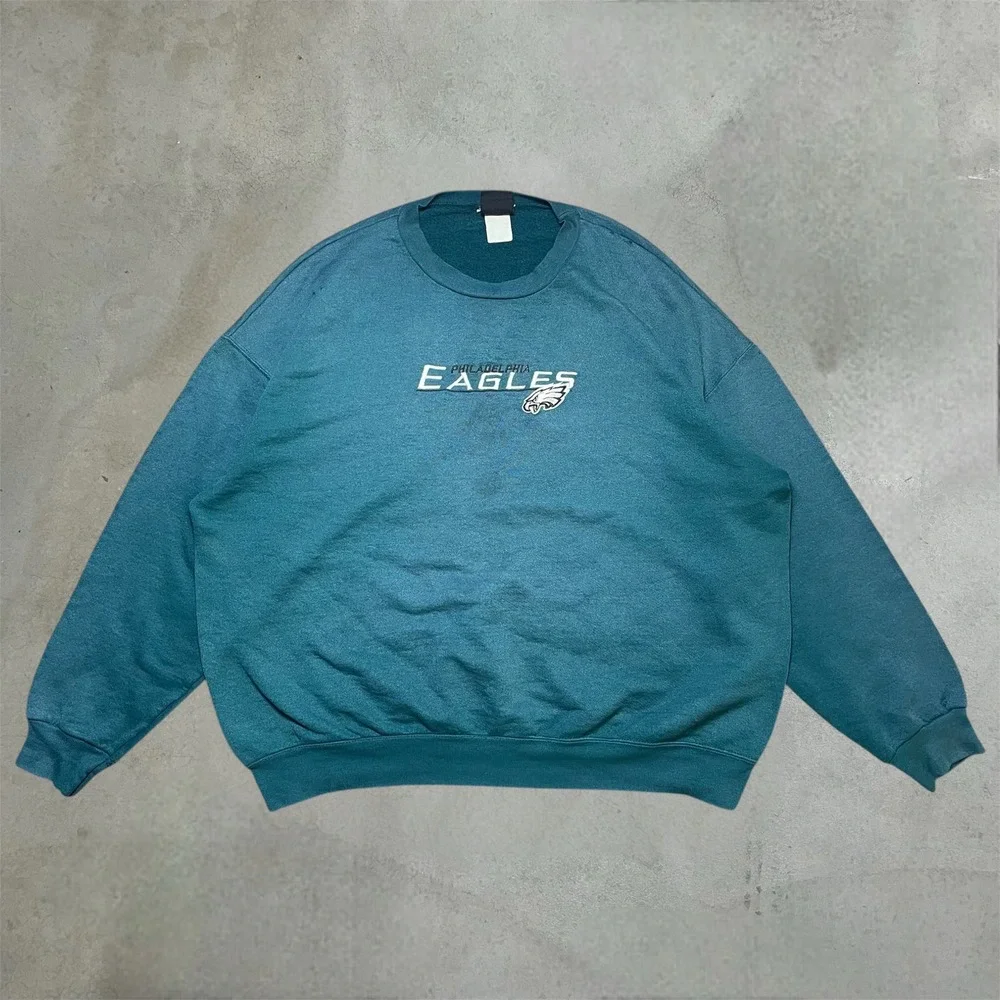 Vintage NFL Philadelphia Eagles Sweatshirt Mens XL Teal Distressed Crewneck